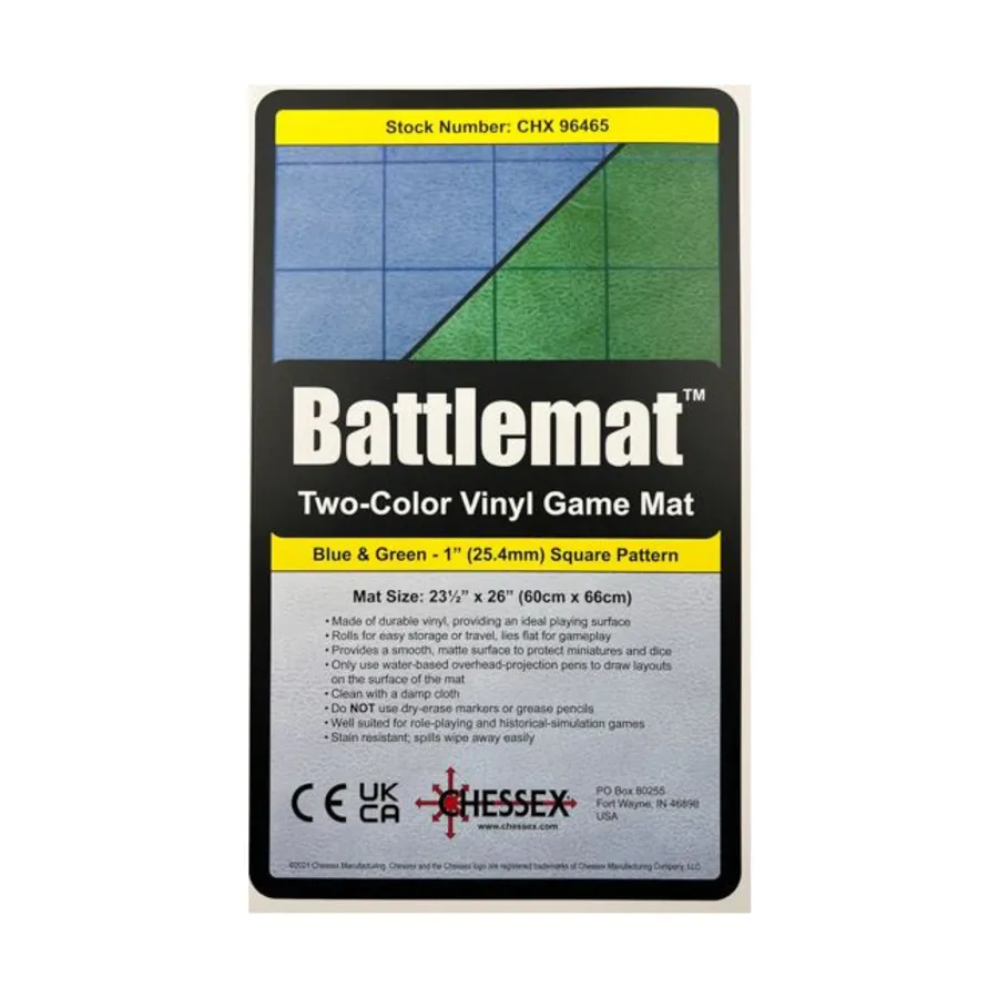 

BattleMat — двусторонний — 23 1/2 X 26 виниловых синих и зеленых квадрата, Mats (Chessex)