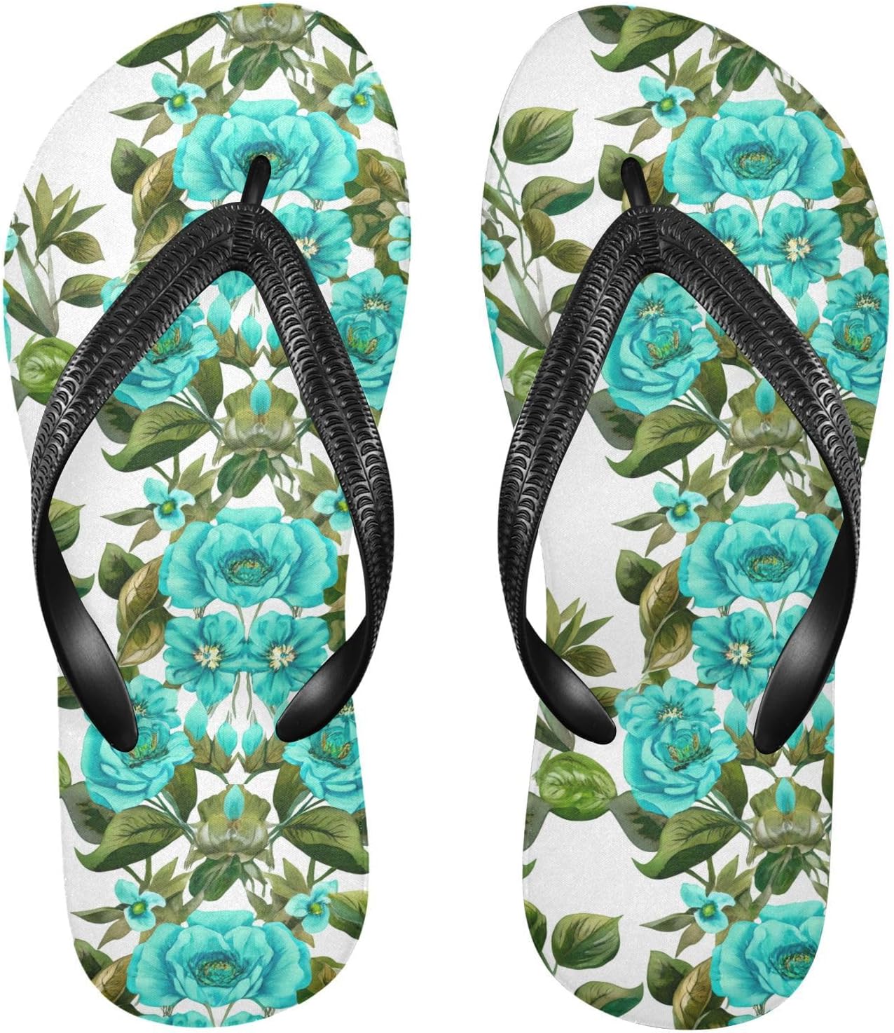 

Женские и мужские белые вьетнамки с рисунком розы, пляжные шлепанцы для душа, резиновые нескользящие летние тапочки для ходьбы Sinestour
