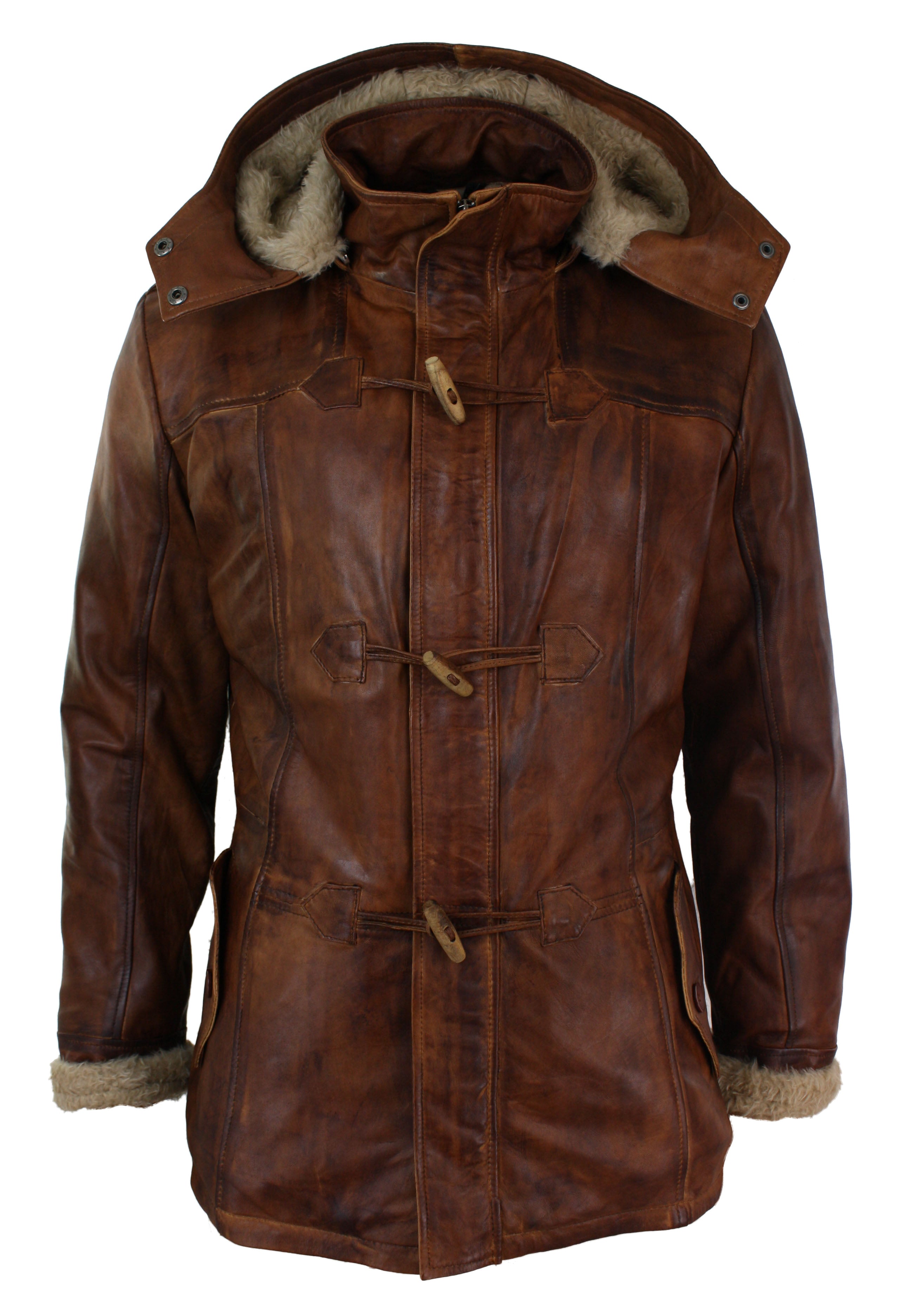 

Кожаная куртка-сафари с капюшоном Duffle TruClothing, цвет tan