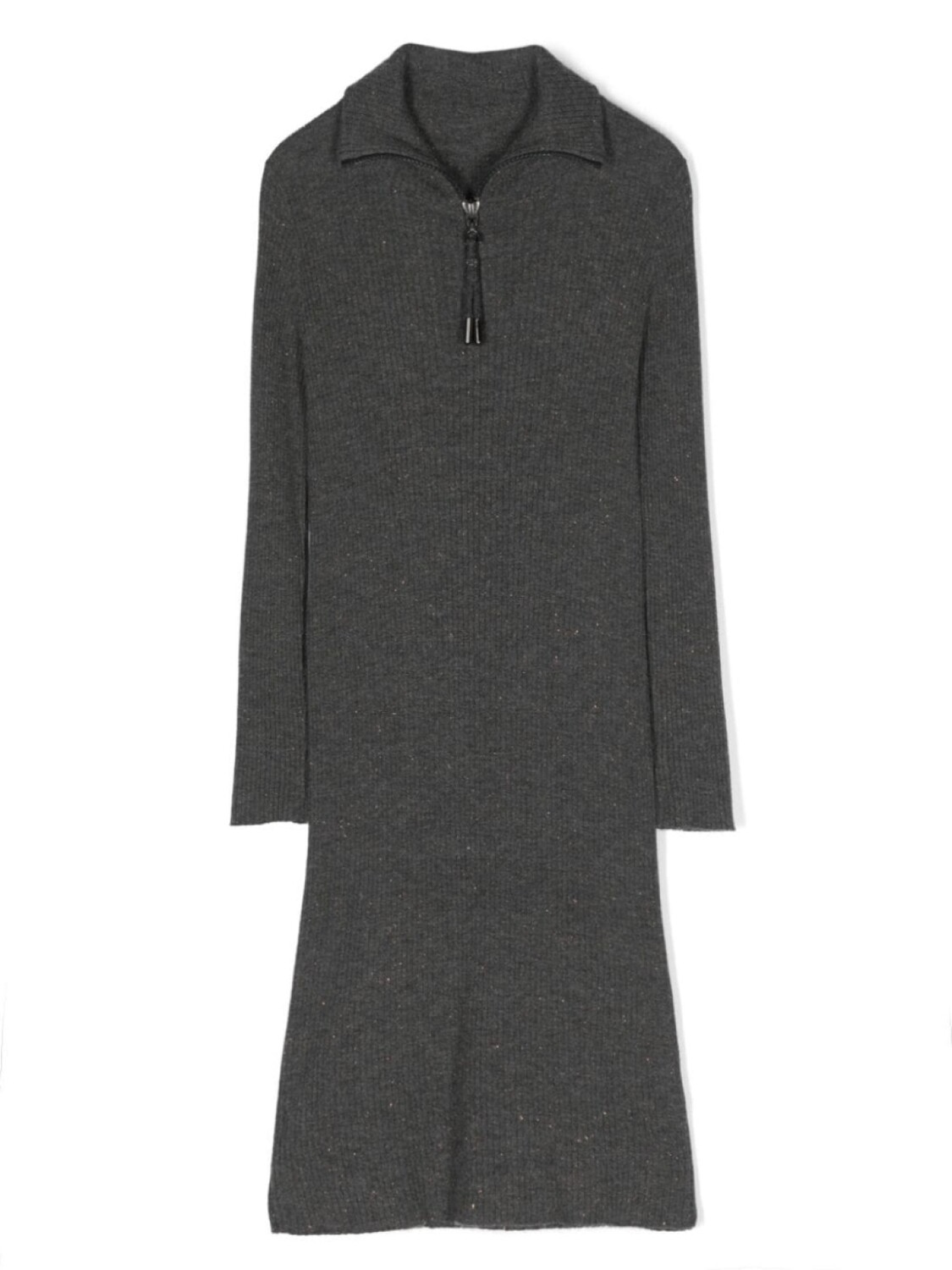 

Brunello Cucinelli Kids платье в рубчик с короткой молнией, серый