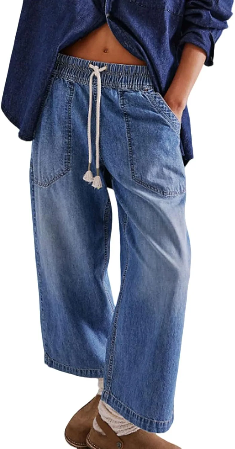 

Женские джинсы-бойфренды loveimgs с завязками и карманами