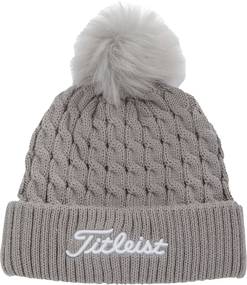 

Женская вязаная шапка для гольфа Titleist с помпоном, светло-серый/белый