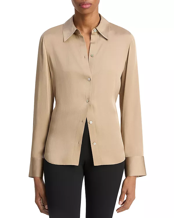 

Классическая рубашка приталенного кроя Vince, бежевый