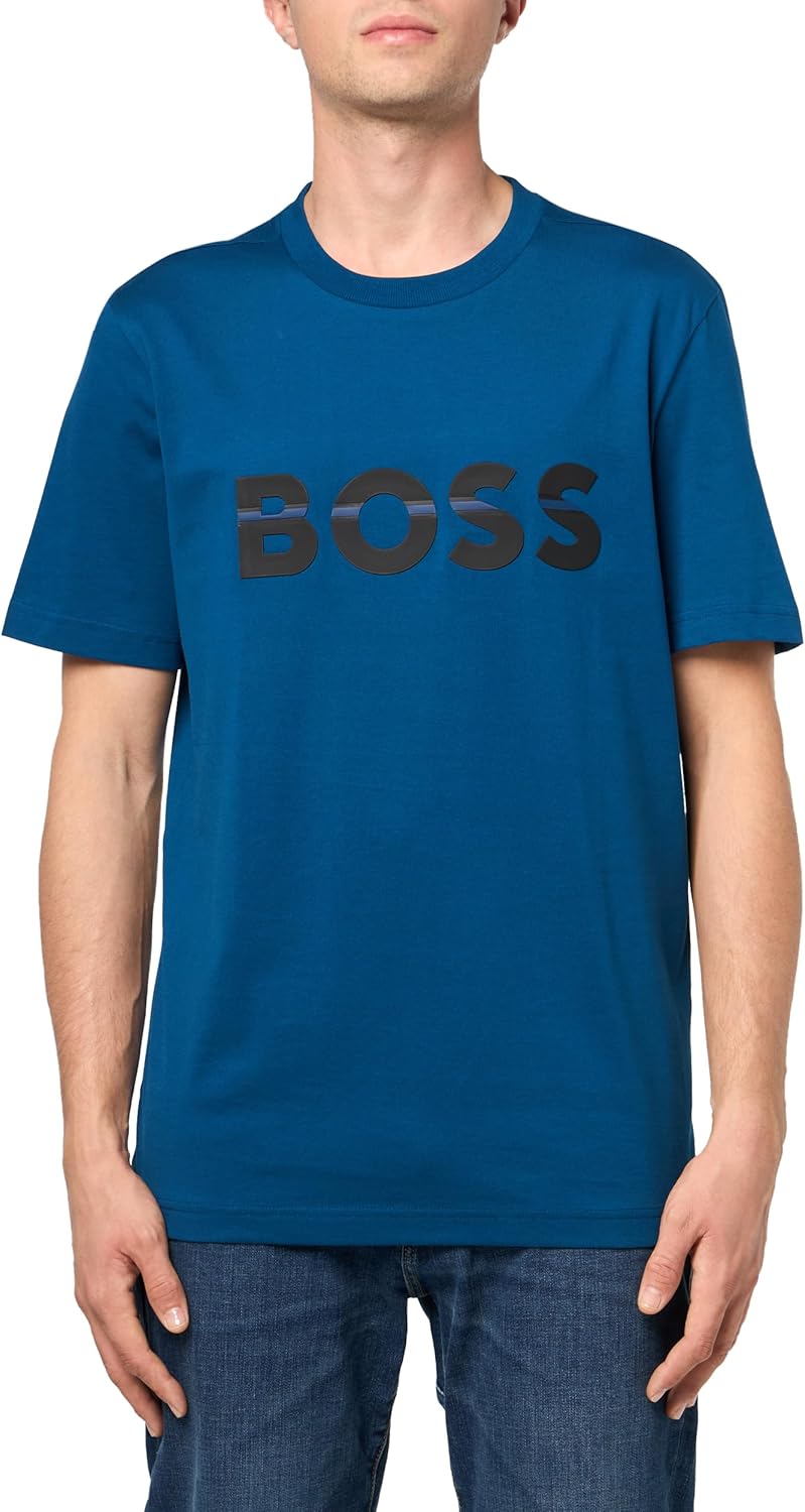 

Мужская футболка BOSS из хлопка с большим логотипом, Blue Sapphire, Синий, Мужская футболка BOSS из хлопка с большим логотипом, Blue Sapphire