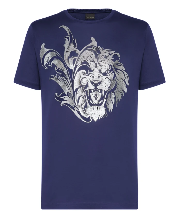 

Футболка с круглым вырезом и изображением льва. Billionaire, синий