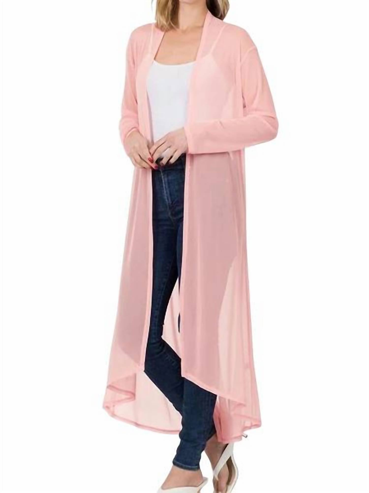 

Длинный сетчатый кардиган с открытой передней частью цвета Dusty Pink 42POPS