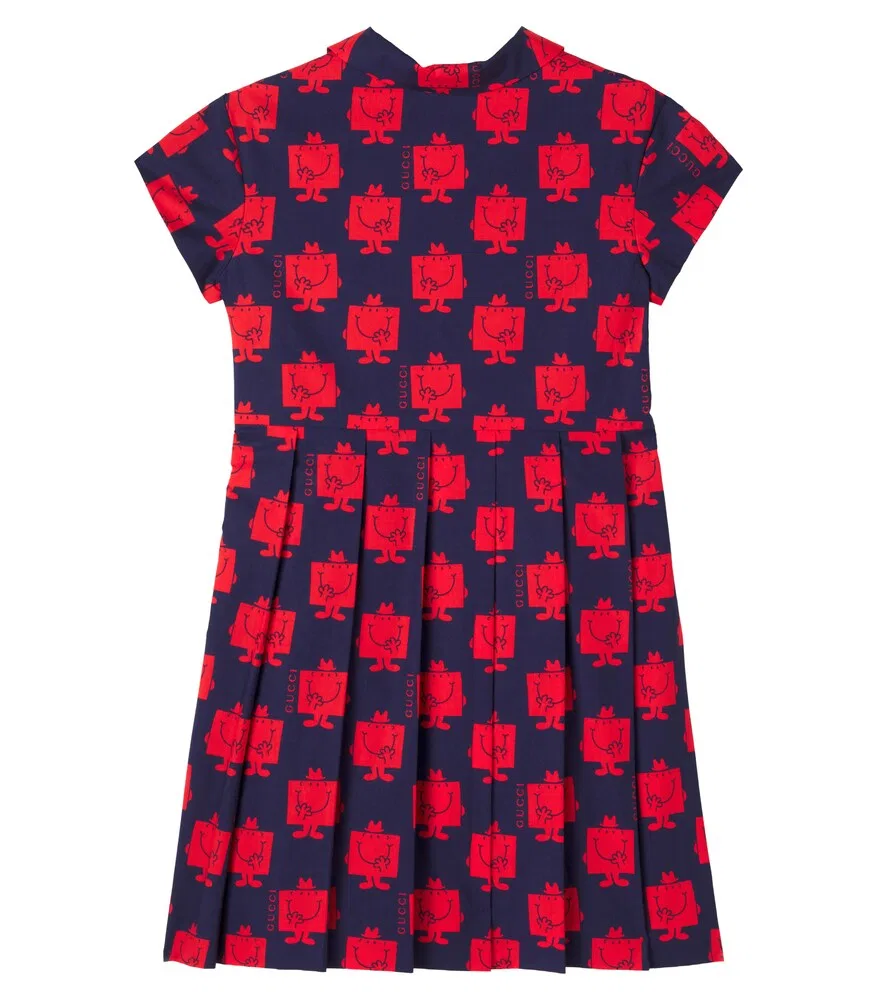 Хлопковое платье "Мистер Мен" "Маленькая мисс" Gucci Kids, синий — фото 3