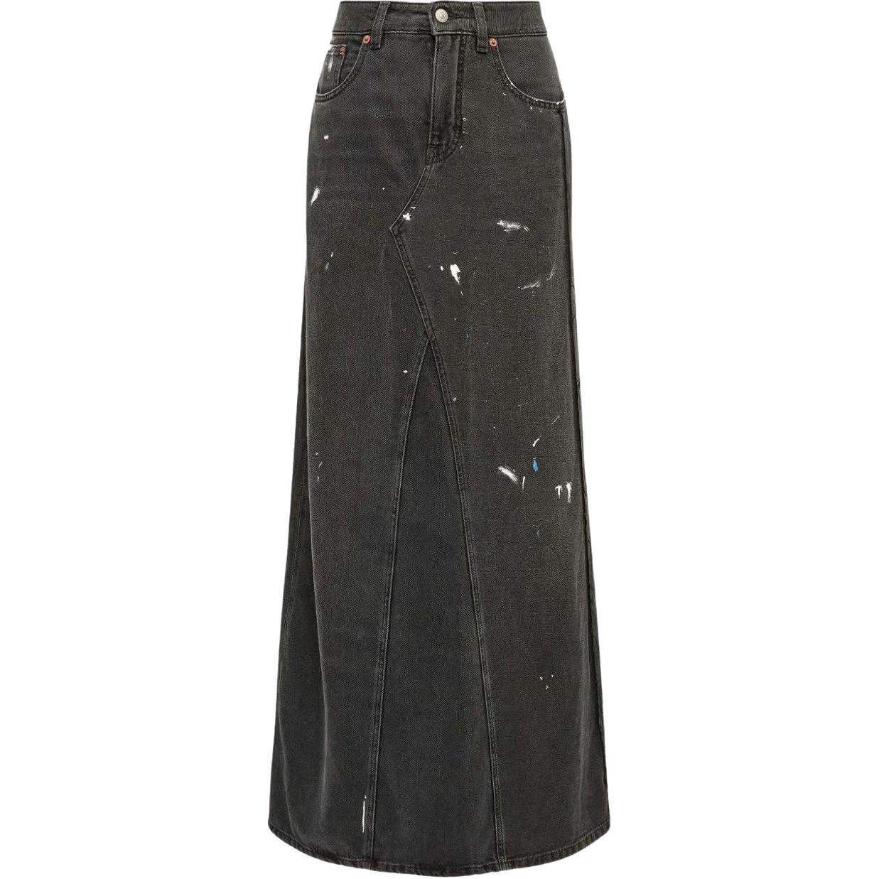 

Джинсовая юбка с эффектом брызг краски MM6 Maison Margiela, черный