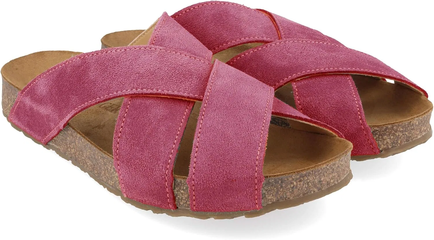 HAFLINGER Bio Como - кожаные мюли и сандалии унисекс с пробковой стелькой, Magenta 1843