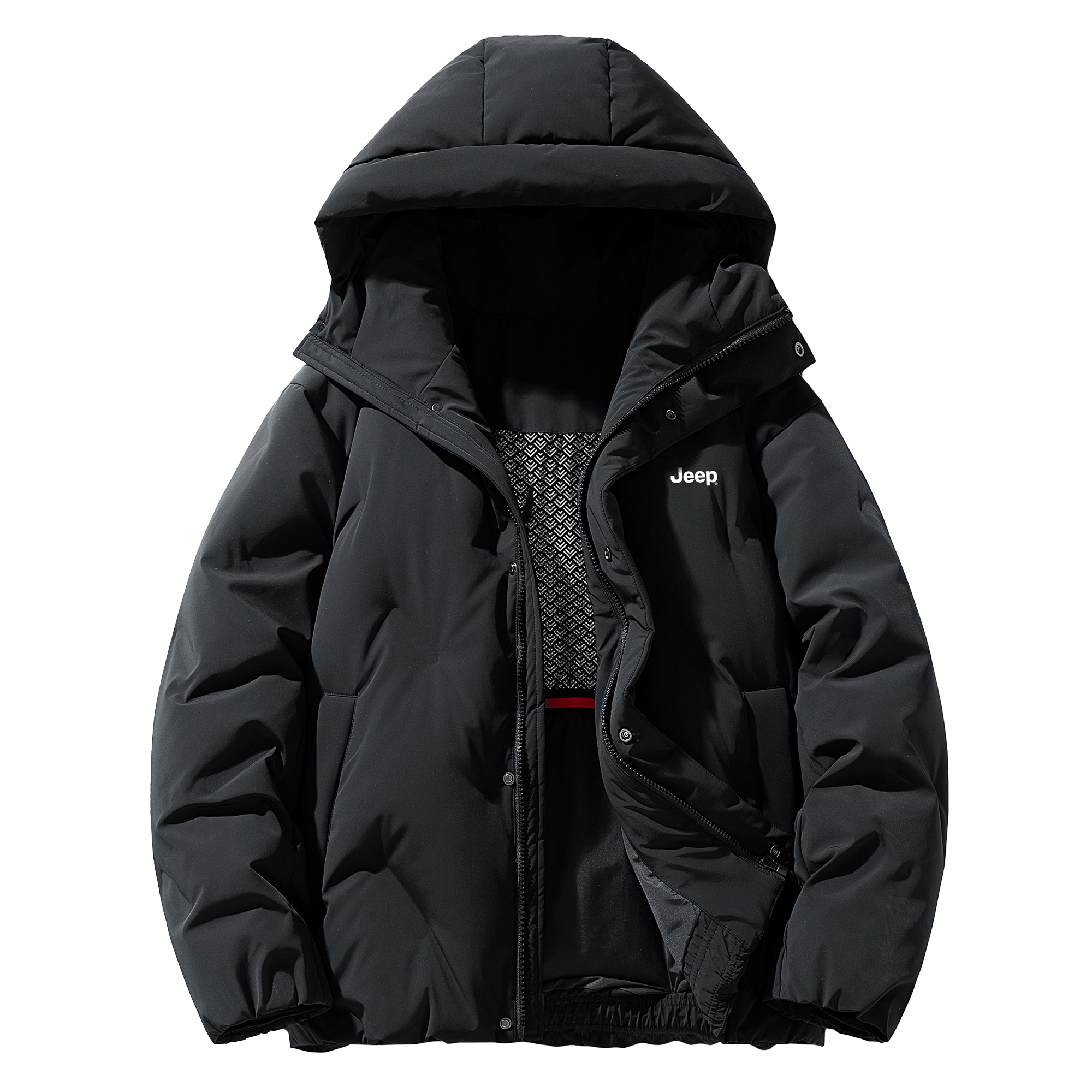 

Jeep Пуховик Unisex Black с капюшоном утепленный