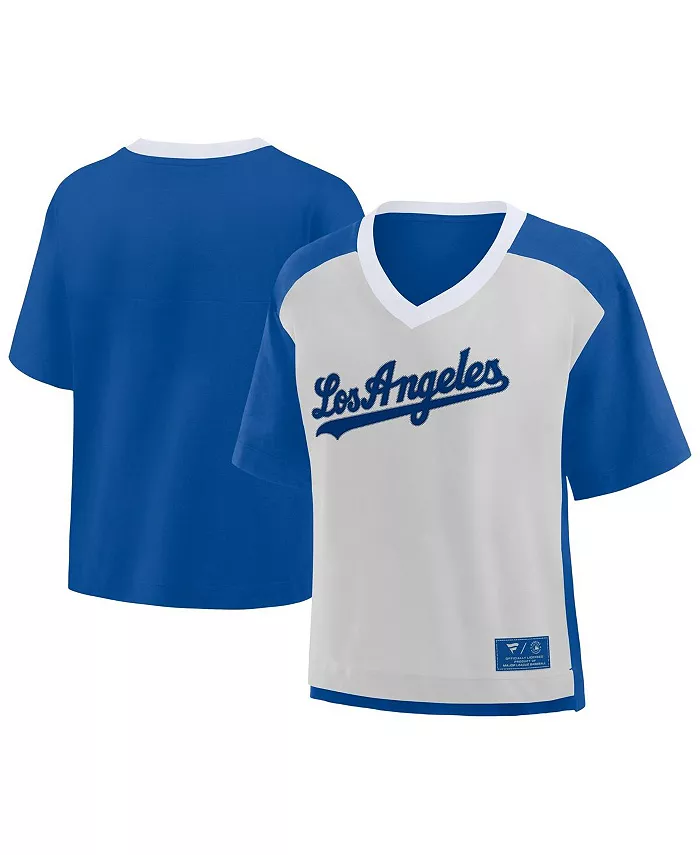 

Женская футболка свободного кроя с V-образным вырезом Royal/Graphite Los Angeles Dodgers Fanatics