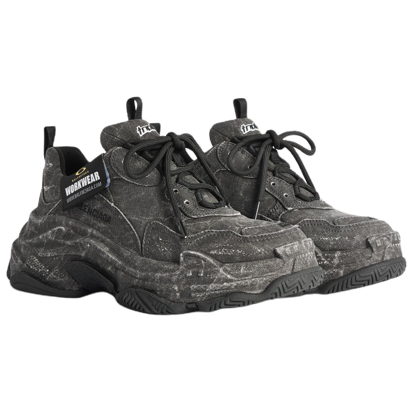 Balenciaga Мужские низкие кроссовки Triple S, черный — фото 4