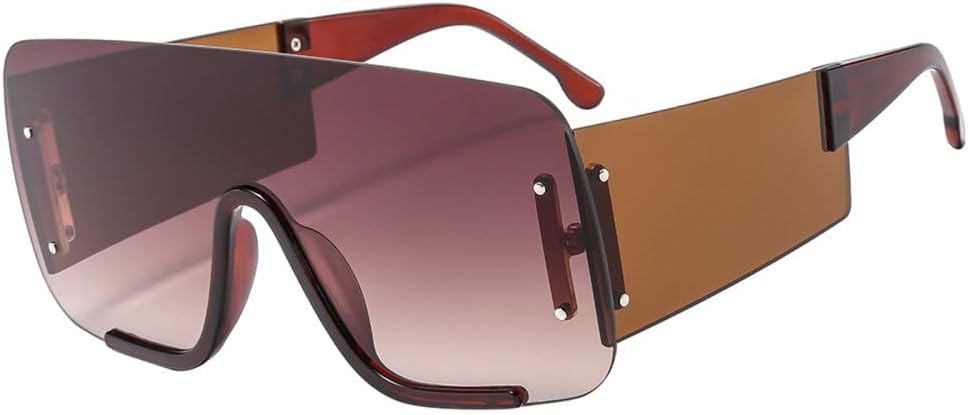 

Солнцезащитные очки большого размера без оправы 2027 года для женщин и мужчин, пляжные, ветрозащитные, классические, для путешествий, с защитой от УФ-излучения UV400 MTZJH, Brown