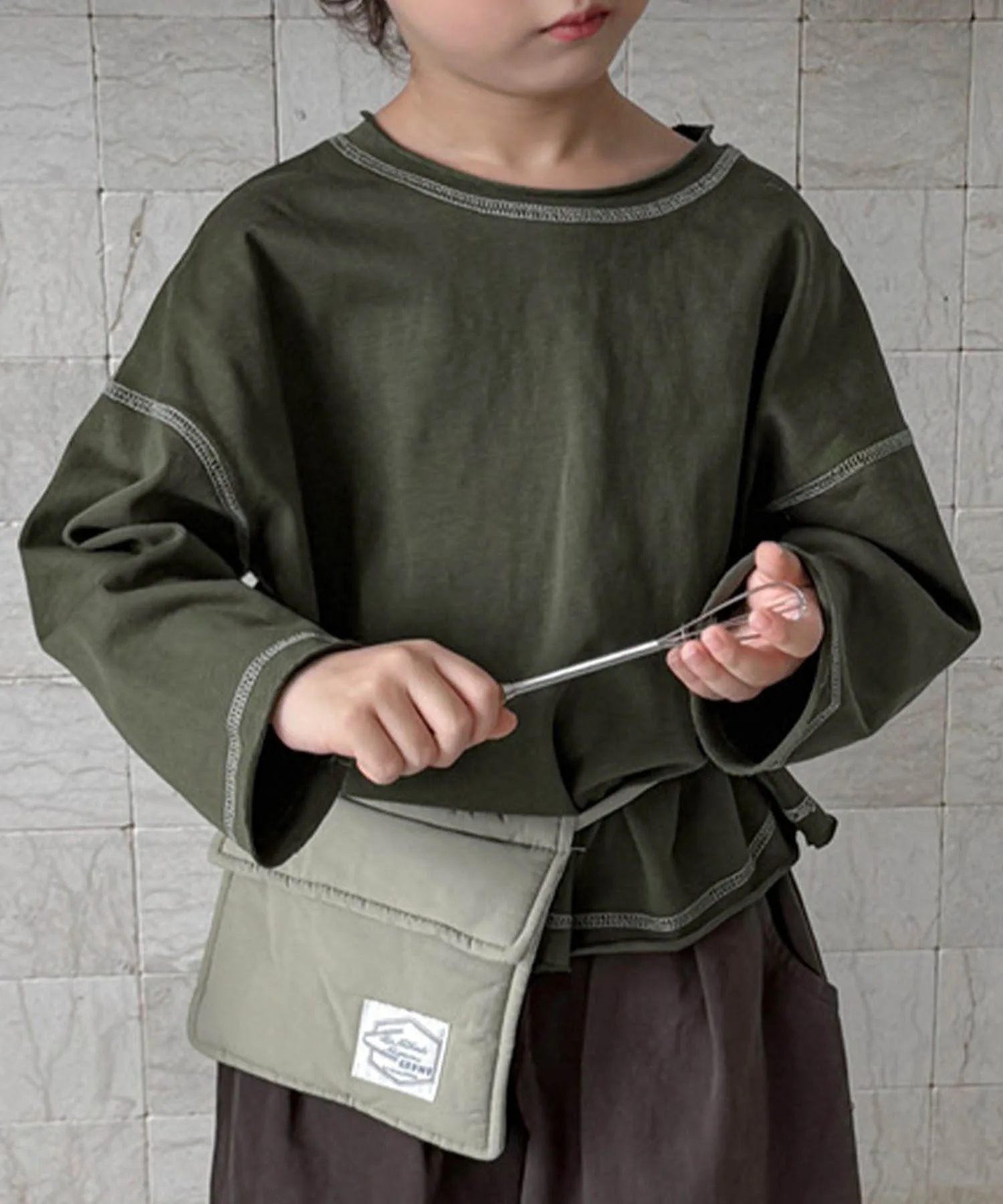Футболка с длинными рукавами, подобранная по цвету. Aimoha Kids, green — фото 2