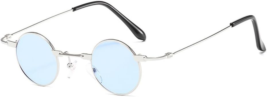 

Винтажные мужские и женские солнцезащитные очки в стиле ретро-панк, маленькая круглая металлическая оправа, цветные линзы, модные очки, SUN2017 Generic, C7 Silver-blue