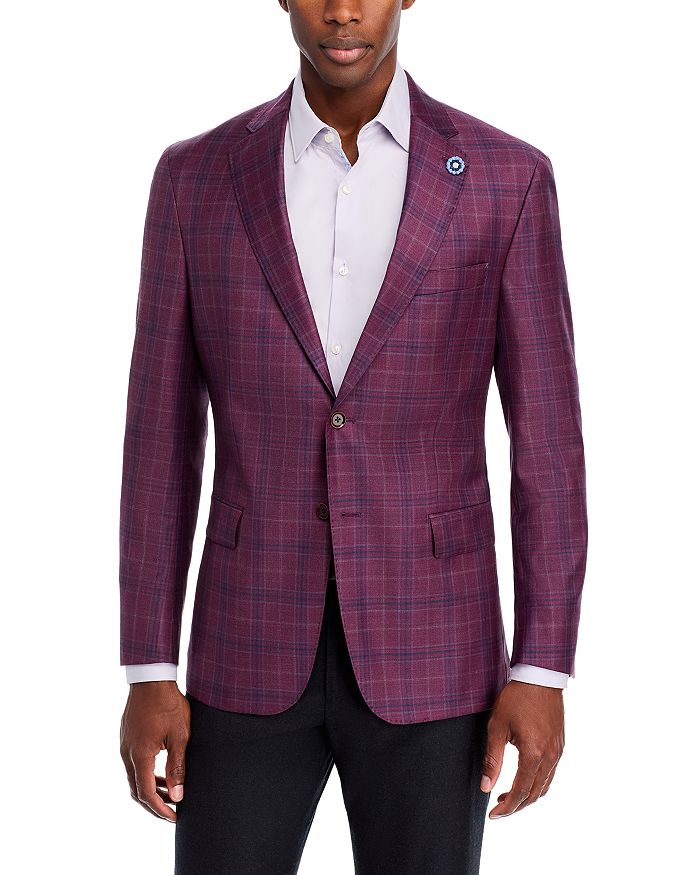 

Спортивное шерстяное пальто в клетку New York Plaid Regular Fit Hart Schaffner Marx, фиолетовый
