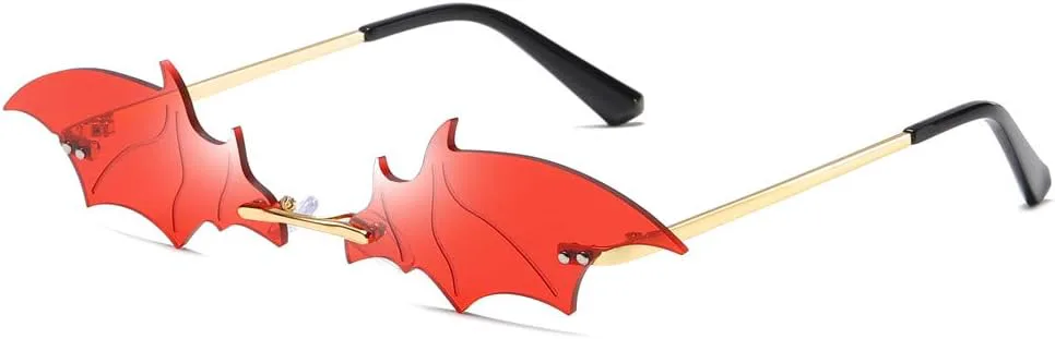 

Солнцезащитные очки LASPOR в стиле ретро без оправы для женщин и мужчин, маленькие, винтажные, в форме летучей мыши, с металлической оправой, защита UV400, Red/Gold