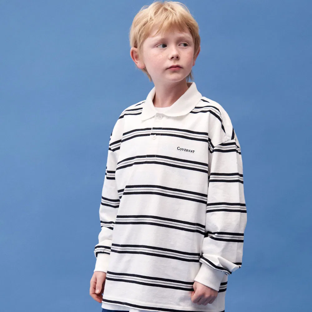 Детский лонгслив Wordmark Stripe белый от Covernat Kids