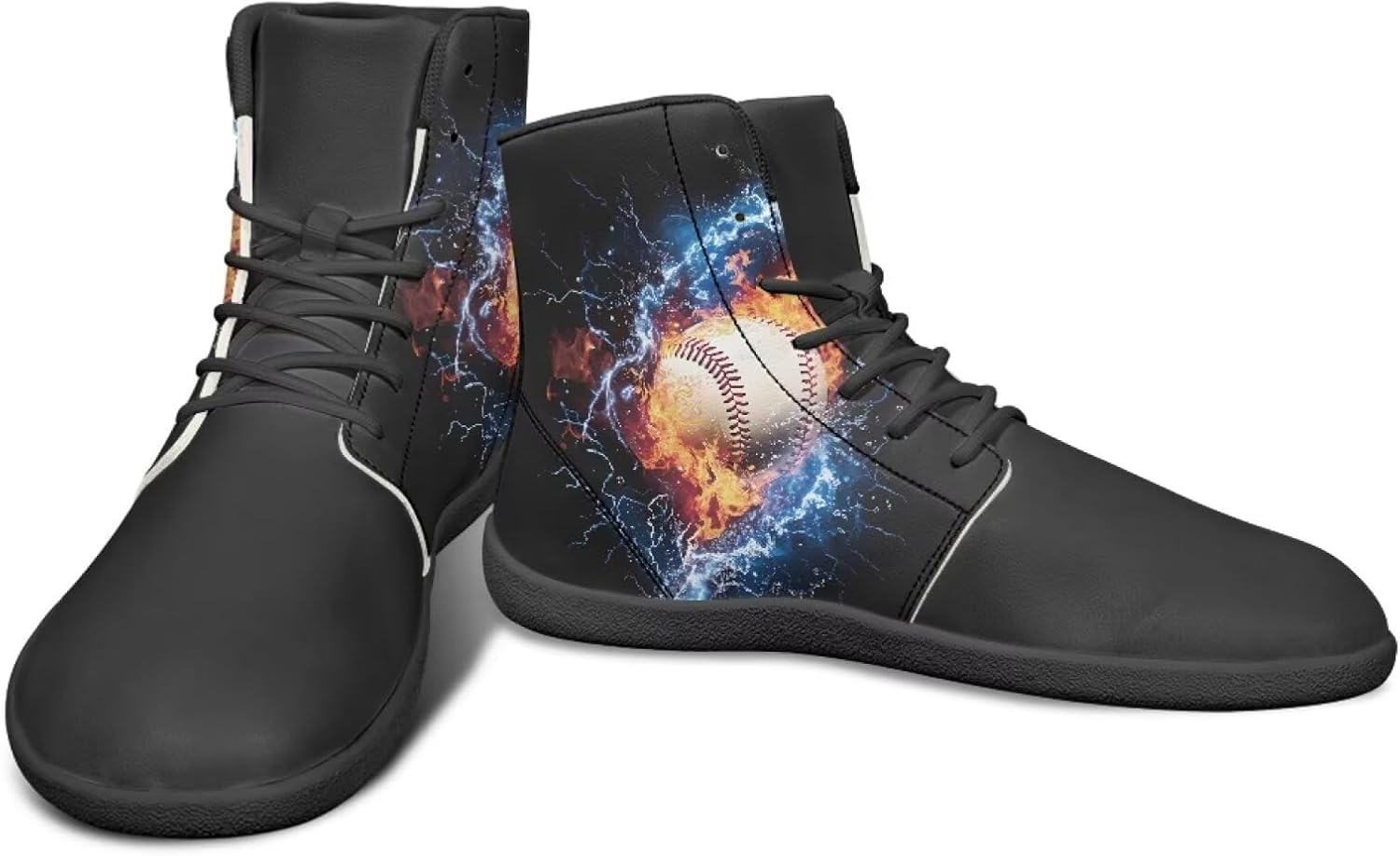 

Кроссовки-босоножки с высоким верхом для мужчин, минималистичная обувь для бега с резиновой подошвой для заземления Watdotory, Water Flame Lightning Baseball Print