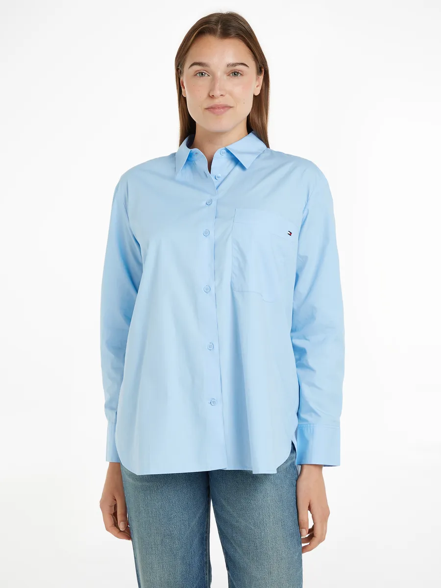 

Блузка-рубашка Tommy Hilfiger "SOLID COTTON EASY FIT SHIRT", с нагрудным карманом, синий