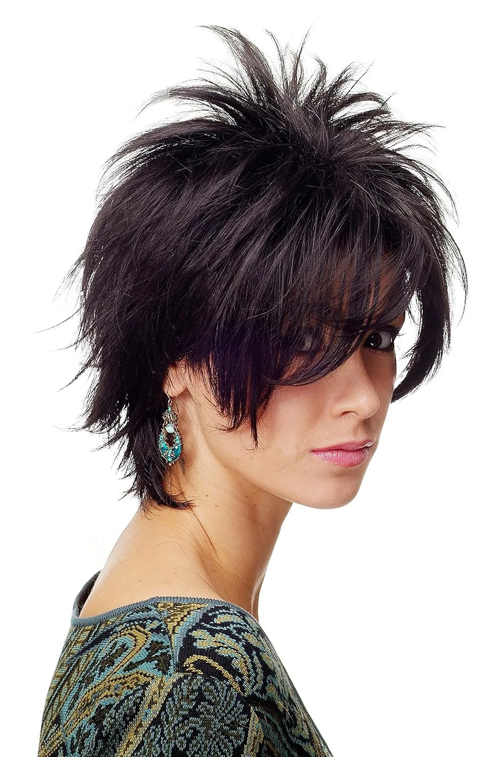 Женский короткий парик WIG ME UP BLUE144-2 с дикими прядями, черный Wig Me Up, Black Brown (2)