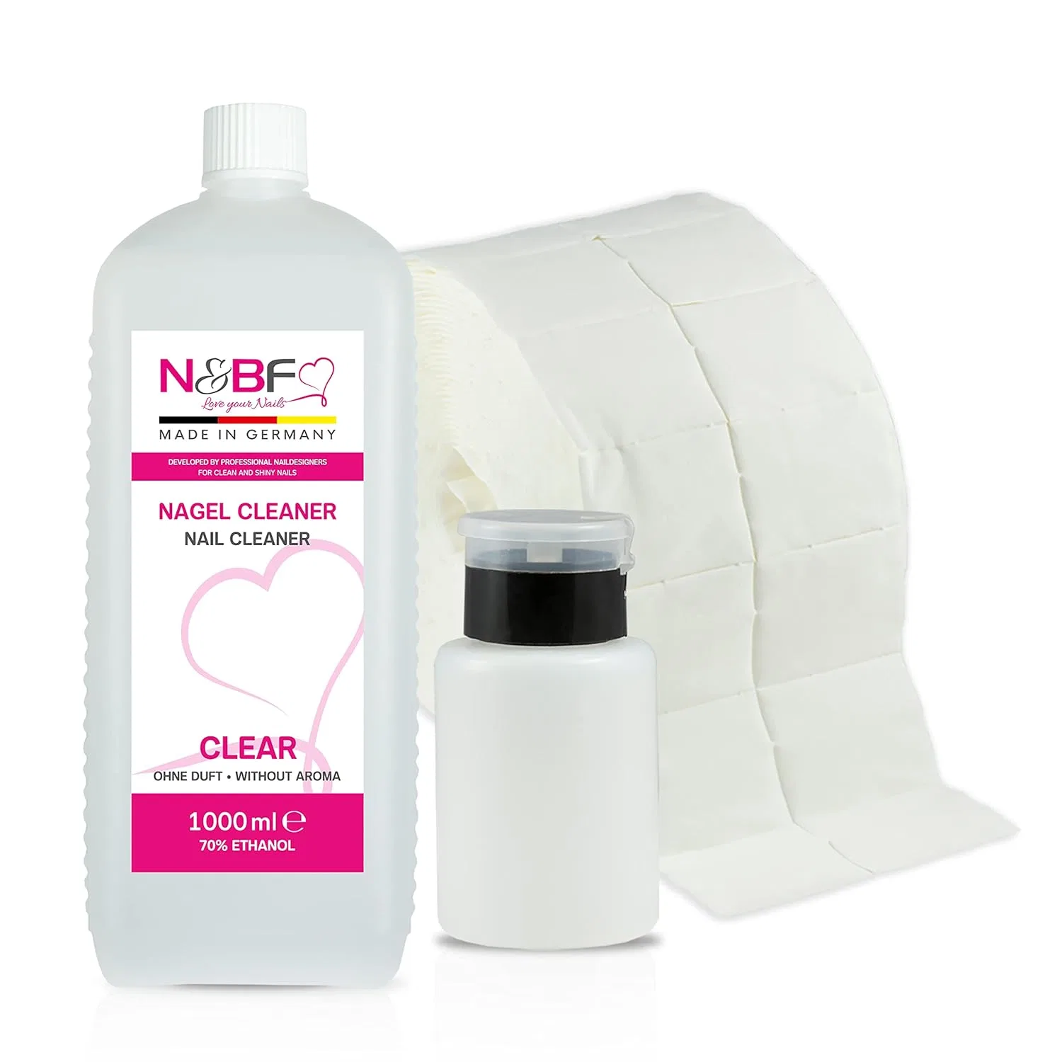 Набор N&BF All for One Nail Cleaner 1000 мл с помпой и целлюлозными салфетками N&Bf