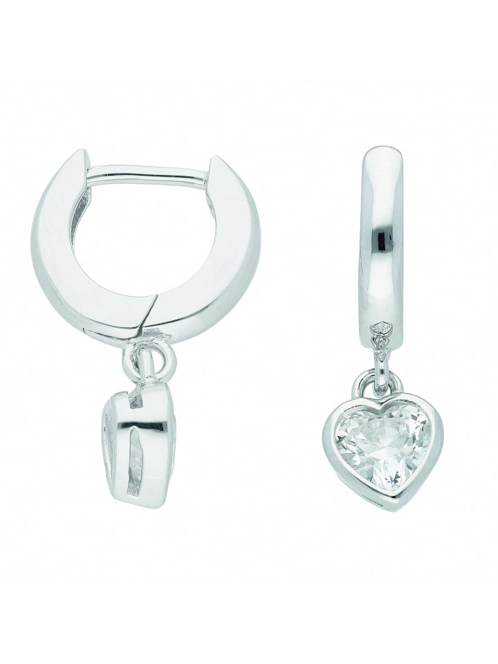 

Adeliás Женские серьги-кольца из серебра 925 пробы / серьги-кольца в форме сердца с цирконием, диаметр 11,8 мм