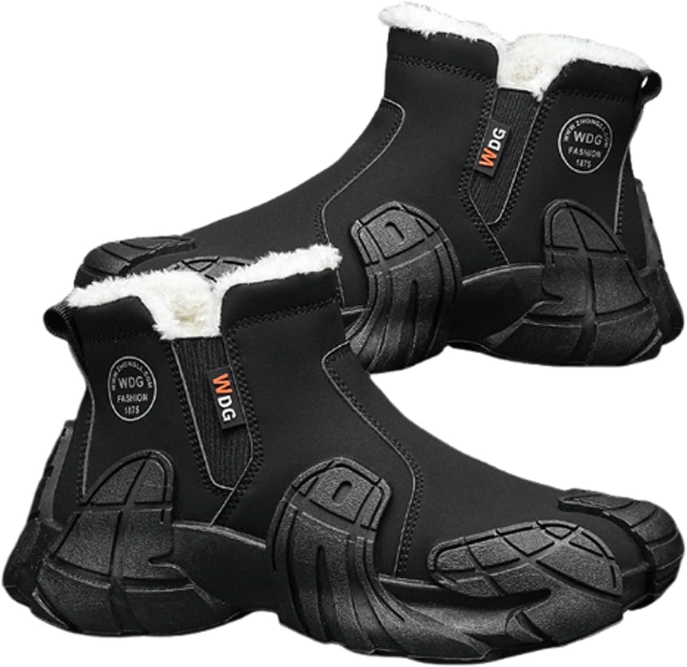 

Зимние водонепроницаемые ботинки Fleece, термоботинки для мужчин и женщин, легкие, удобные, с противоскользящей подошвой, боковой молнией и простой надеванием Generic, черный