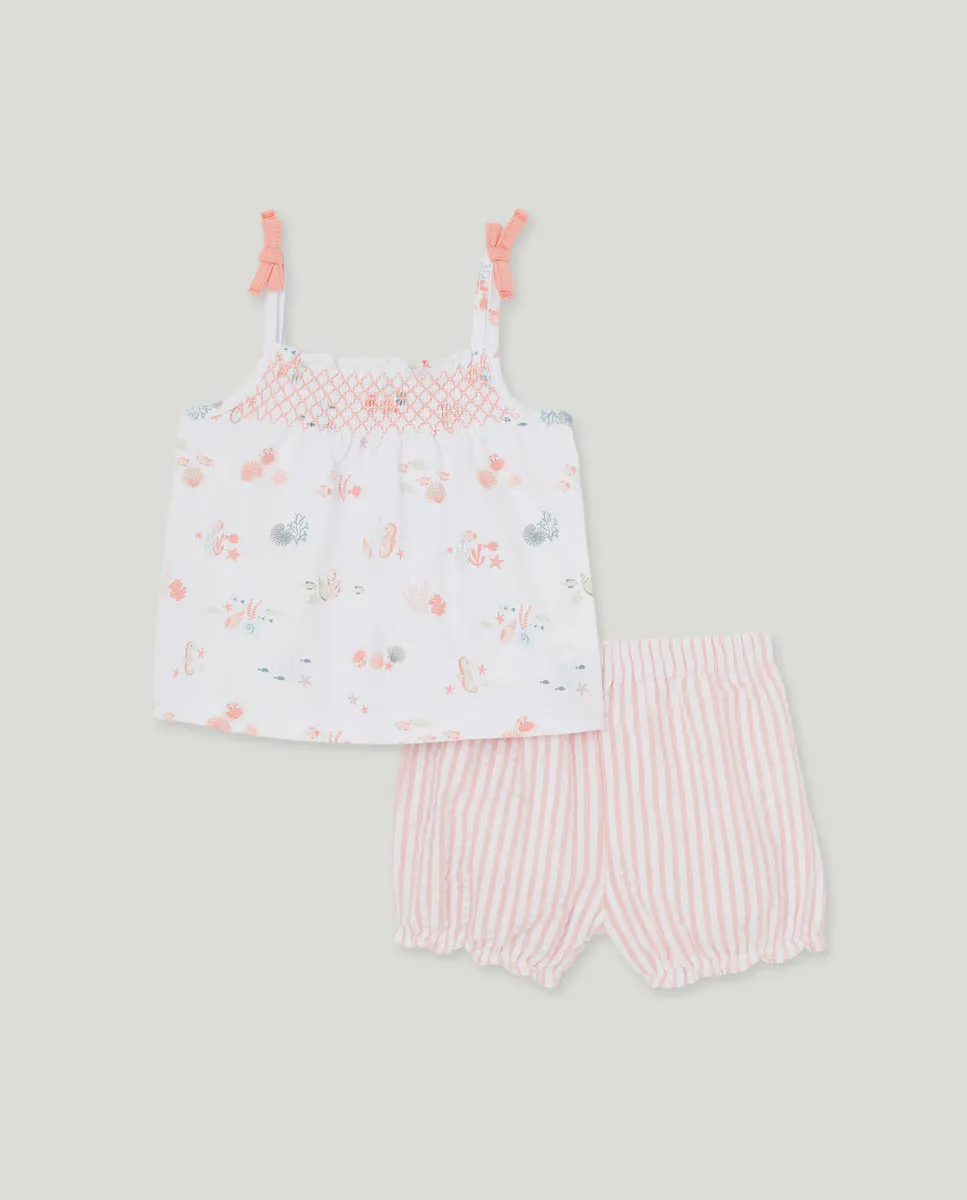 

Короткая пижама для девочки Cotton Juice, белый