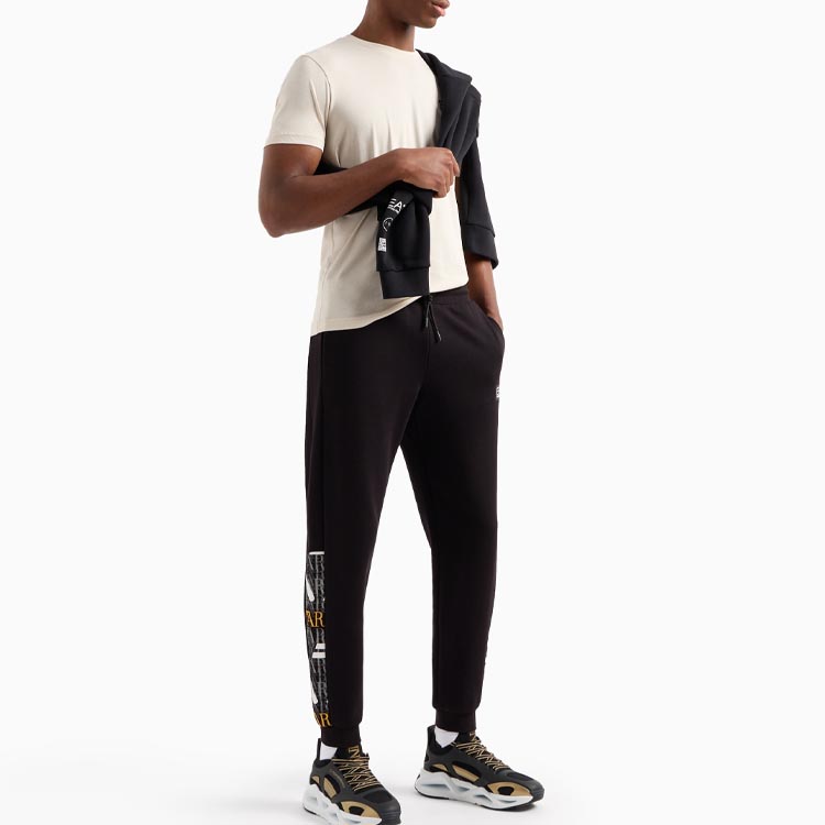 EA7 SS24 Спортивные трикотажные брюки мужские черные EMPORIO ARMANI — фото 4
