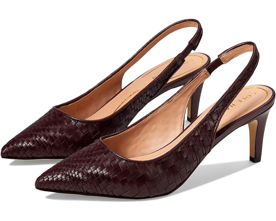 

Туфли Cole Haan Vandam Slingback Pump 65 mm, цвет Bloodstone Woven Leather