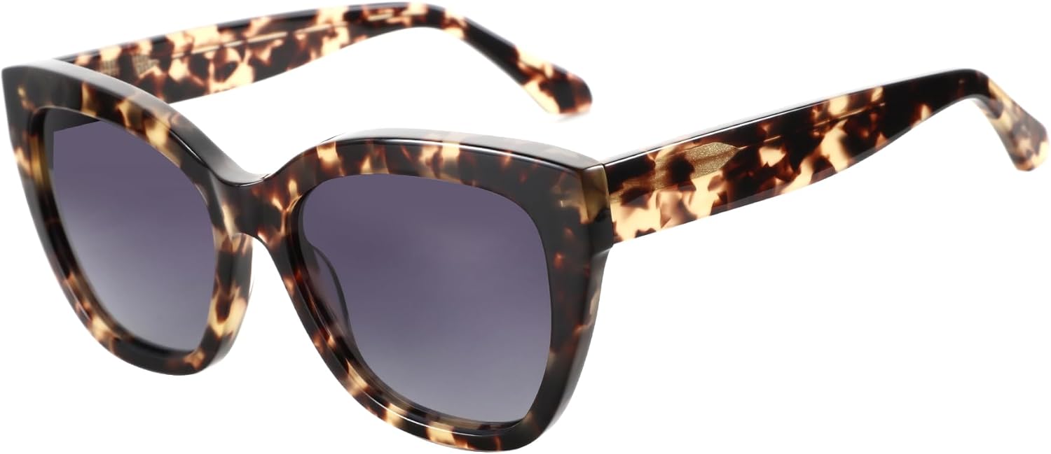 

Женские поляризованные солнцезащитные очки ZENOTTIC «кошачий глаз»: большие квадратные солнцезащитные очки для женщин - симпатичные очки «кошачий глаз» с защитой от УФ-излучения UV400, C02 Demi/Gradient Grey