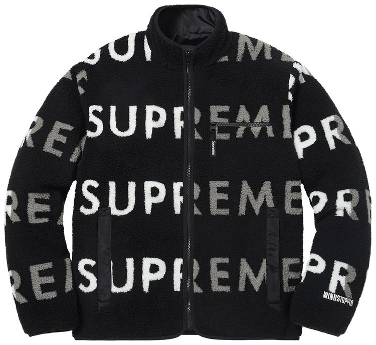 

Куртка Supreme Reversible Logo Fleece Jacket 'Black', черный