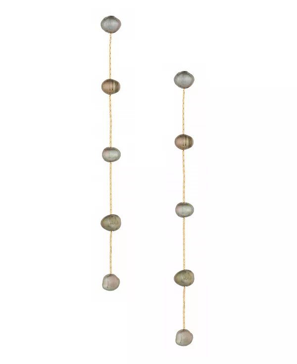 

Серьги из латуни с 18-каратным золотым покрытием и каплями пресноводного жемчуга Ettika, olive