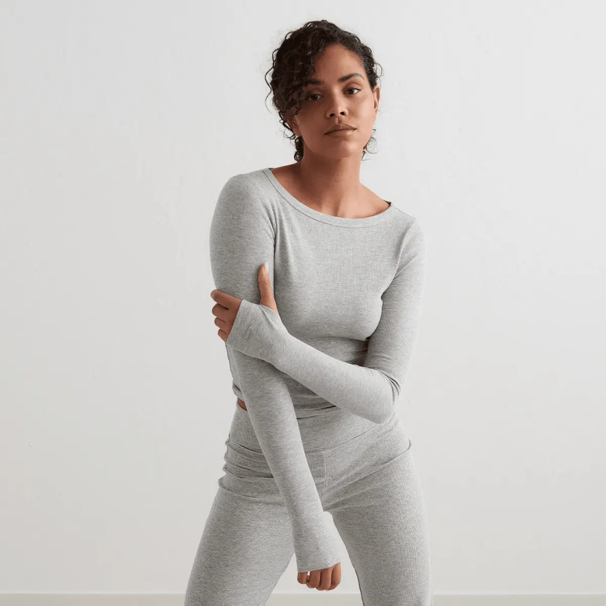 

Топ aim'n Ease Ribbed Long Sleeve Top, серый