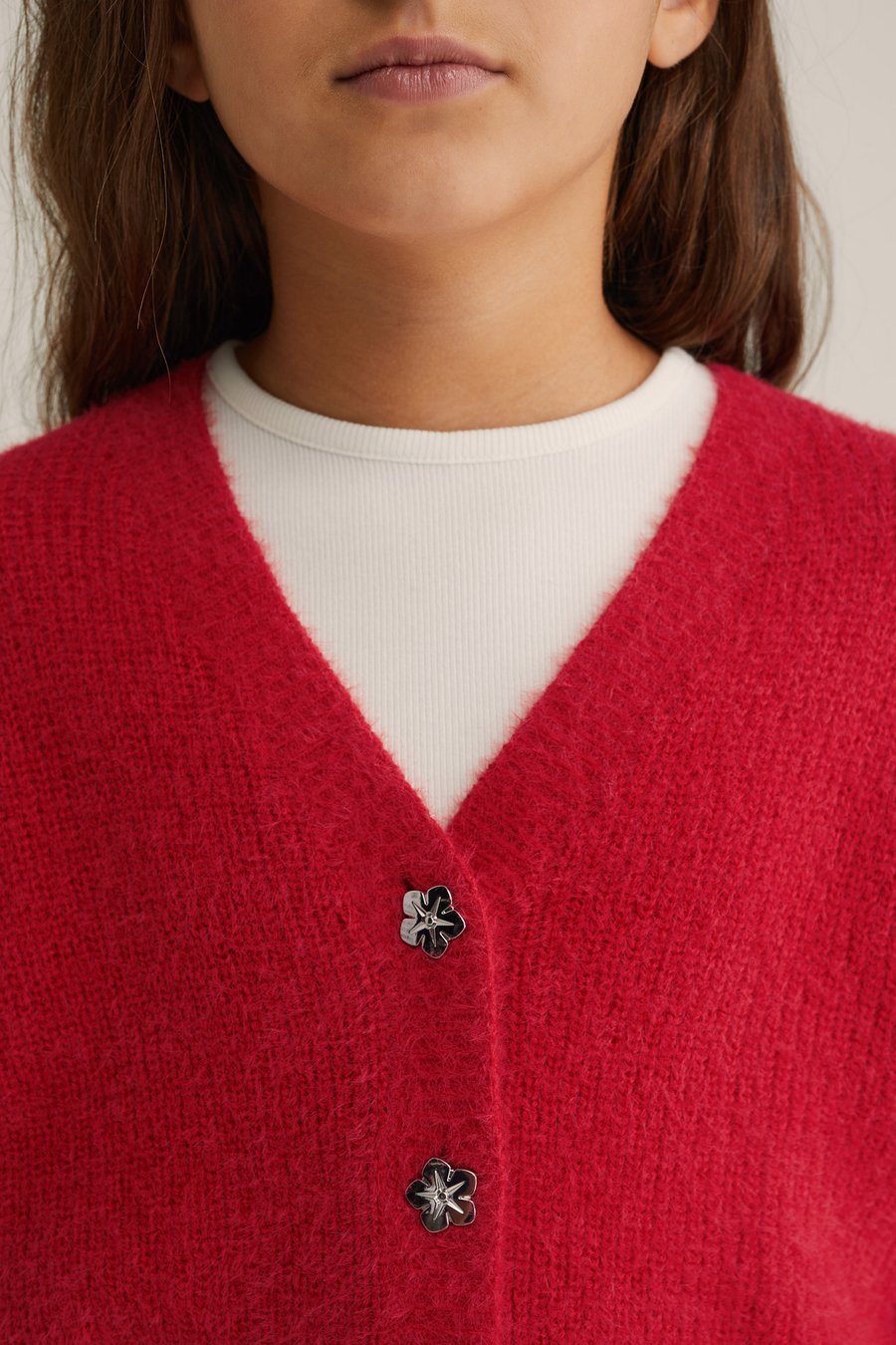 Кардиган WE Fashion Cardigan, Bright Red/Mottled Light Red — фото 3
