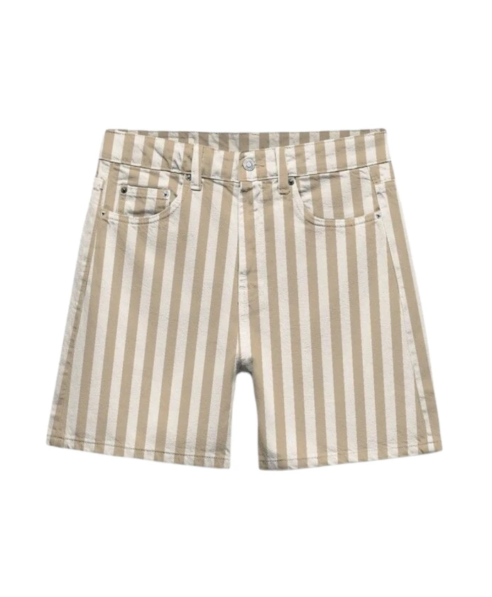 

Полосатое короткое платье бежево-белого цвета Mc2 Saint Barth, бежевый