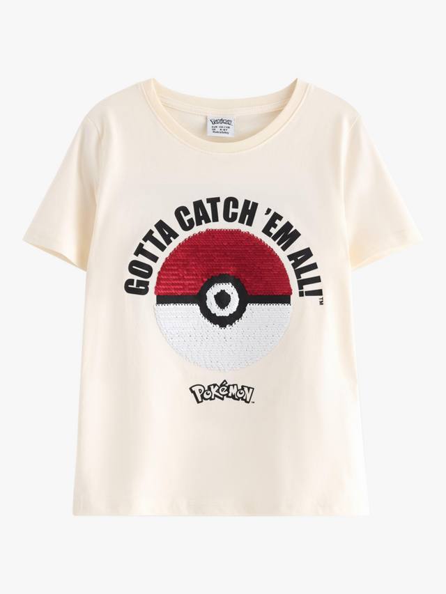 

Детская футболка Pokemon с пайетками Lindex, Light Dusty White