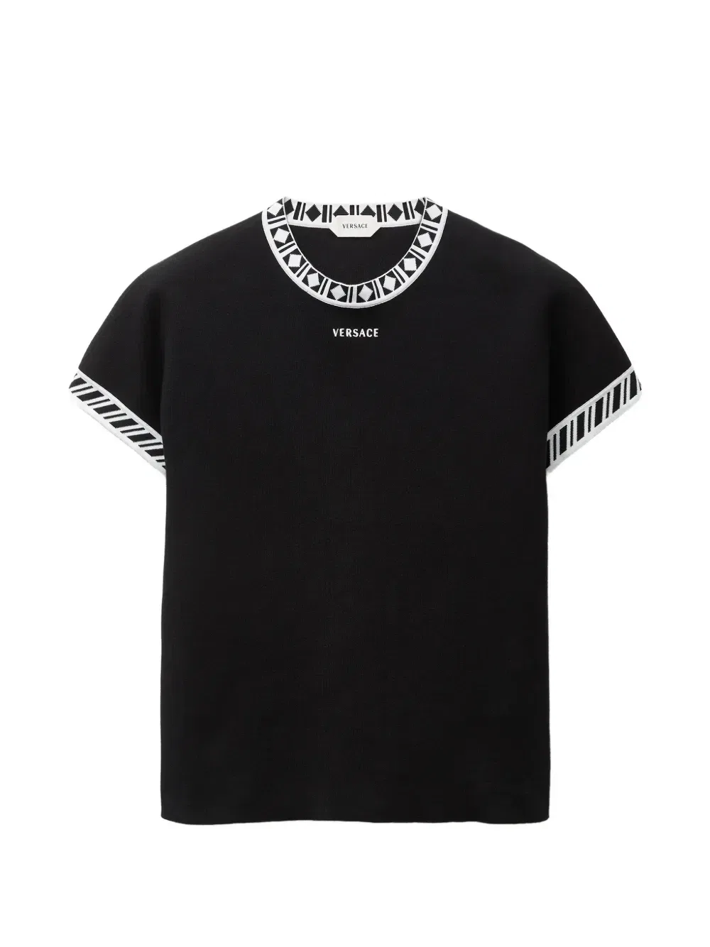 Футболка из хлопкового трикотажа Versace, черный