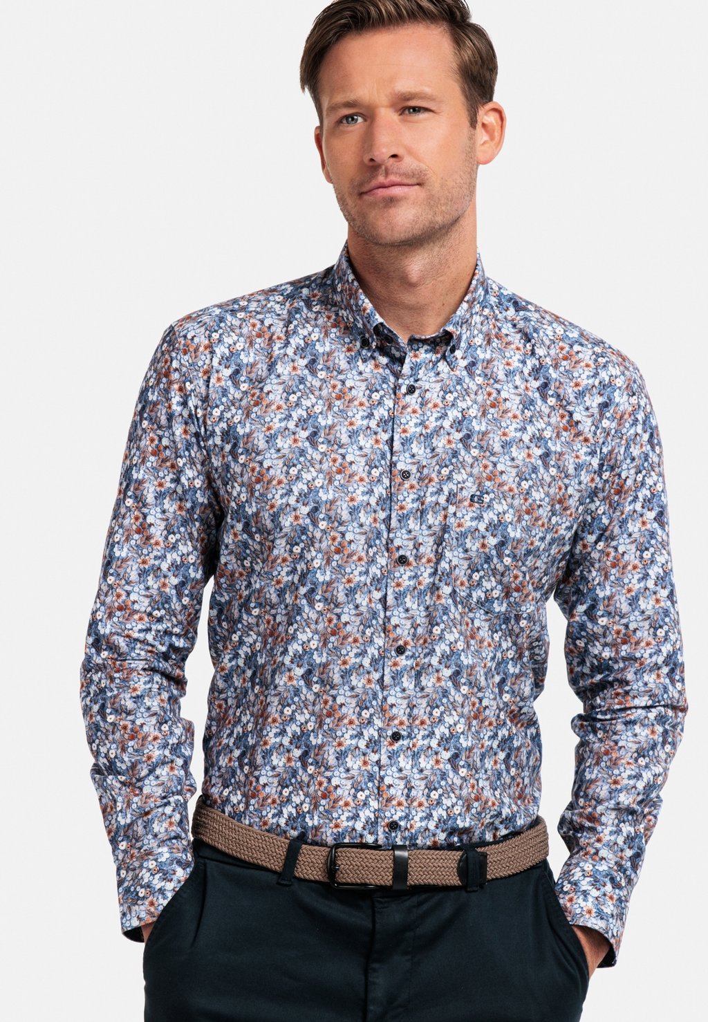 

Рубашка LANGE MOUW REGULAR FIT BUTTON DOWN PRINT OVER GIORDANO, светло-голубой