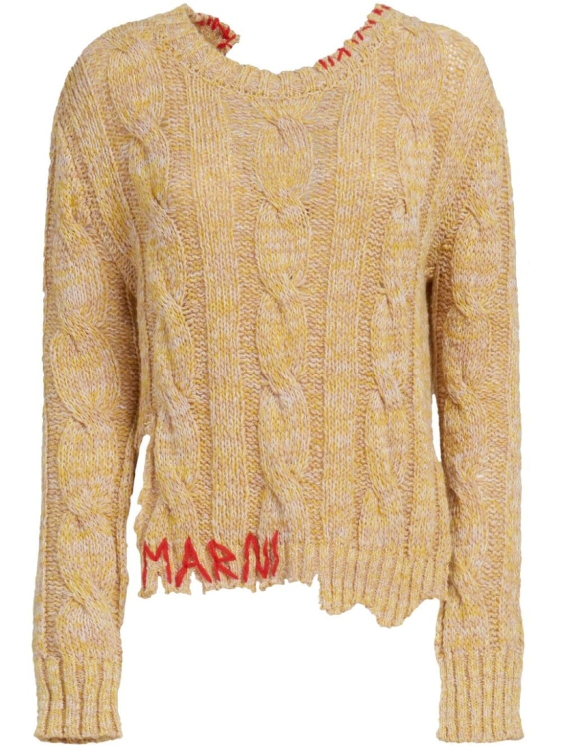 

Marni джемпер фактурной вязки с вышитым логотипом, желтый
