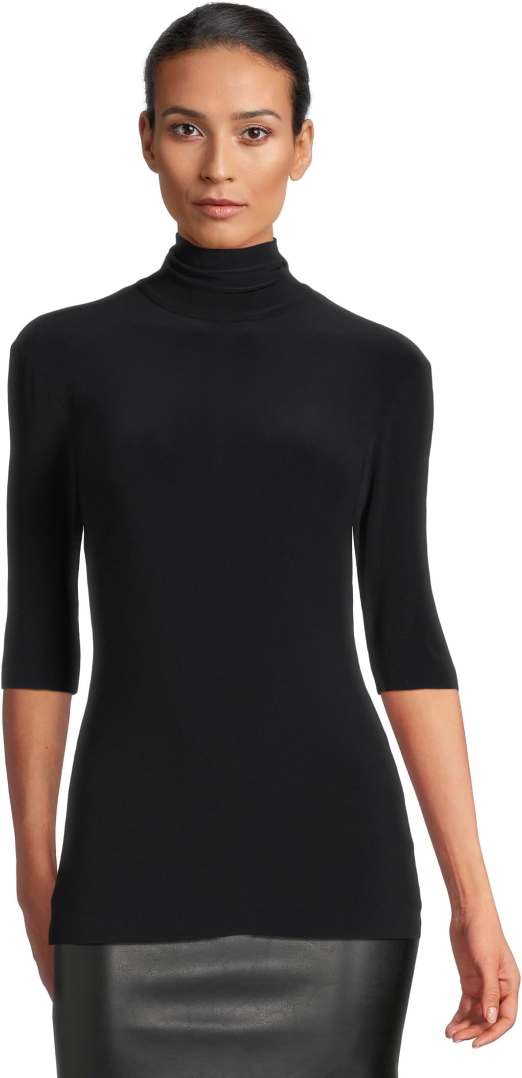 

Топ Norma Kamali Slim Fit Short Sleeve Turtle Top, цвет Midnight