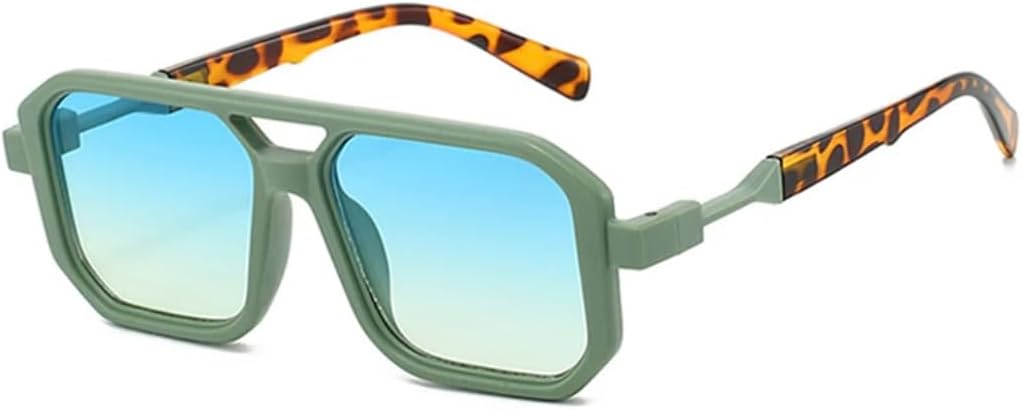 

Модные женские солнцезащитные очки с двойной перемычкой и многоугольными линзами в стиле ретро, ​​прозрачные градиентные линзы, защита от УФ-излучения UV400, трендовые мужские солнцезащитные очки VRTRFFTR, Green Blue Green