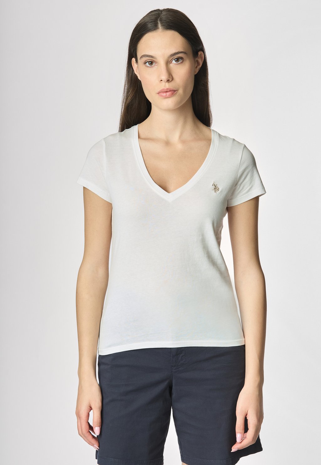 

Базовая футболка CON SCOLLO A V A MANICHE CORTE U.S. Polo Assn., белый