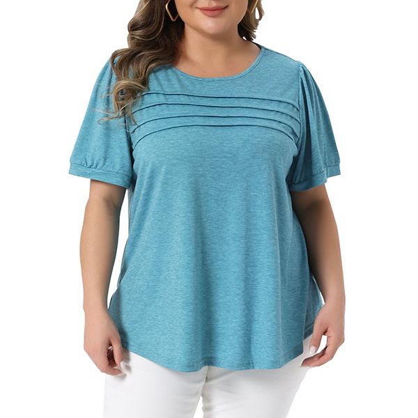 

Женская блузка-туника с коротким рукавом и плиссировкой Agnes Orinda, Lake Blue
