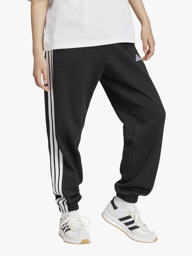 

Женские флисовые свободные брюки essentials в 3 полосы adidas, черный/белый