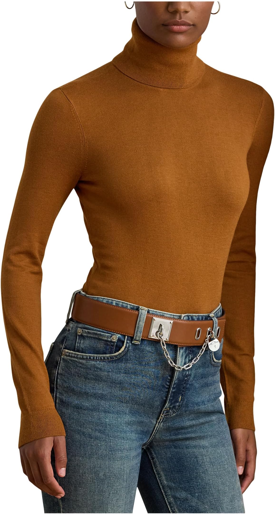 

Свитер Lauren Ralph Lauren Silk-Blend Turtleneck Sweater, цвет Cinnamon Bark