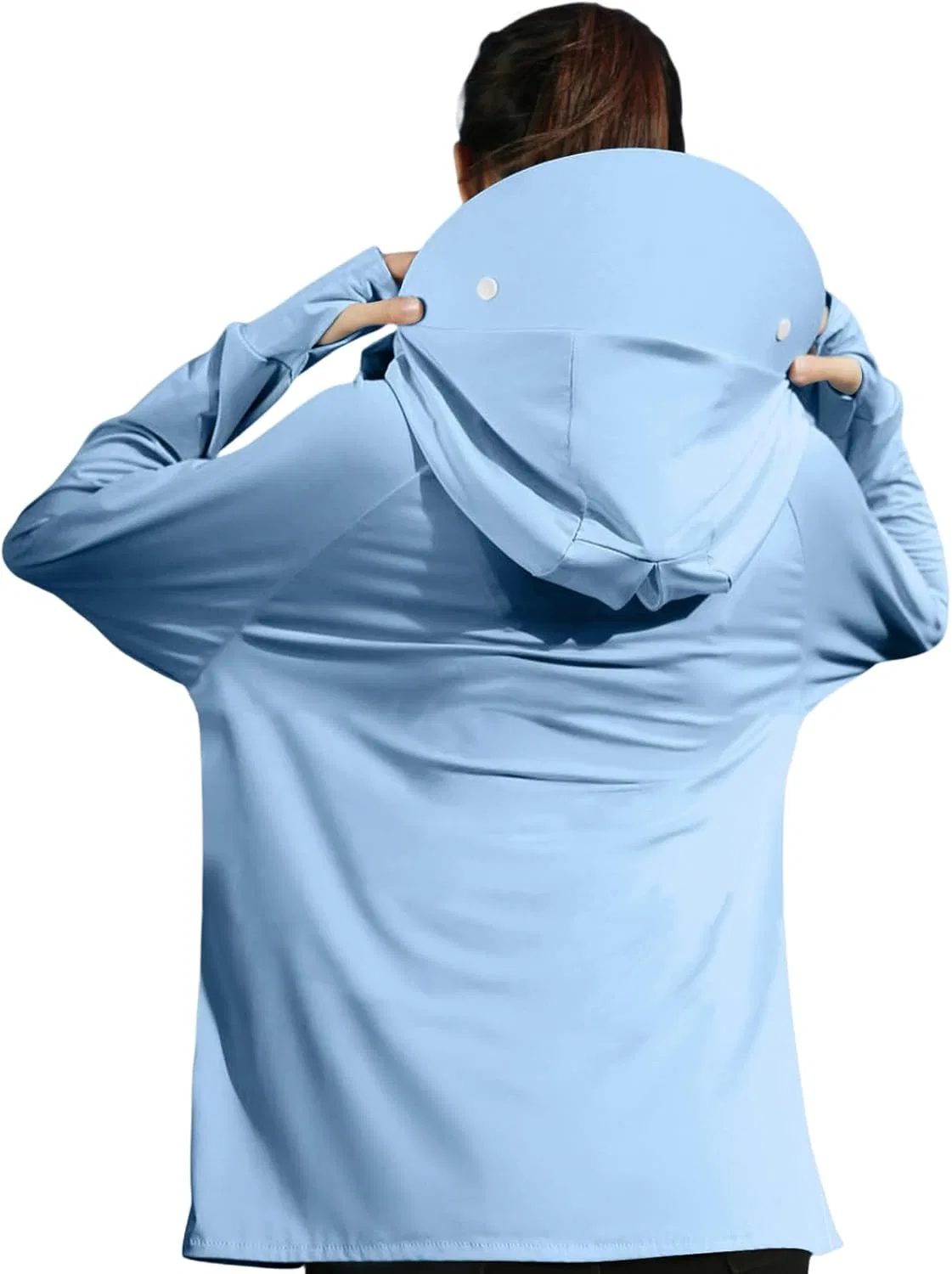 Кроп-худи с капюшоном, UPF 50+, Women's, U005- Light Blue — фото 3