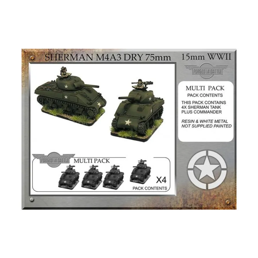 

Шерман М4А3 Сухой 75 мм (4), WWII Miniatures - American Vehicles (15mm)