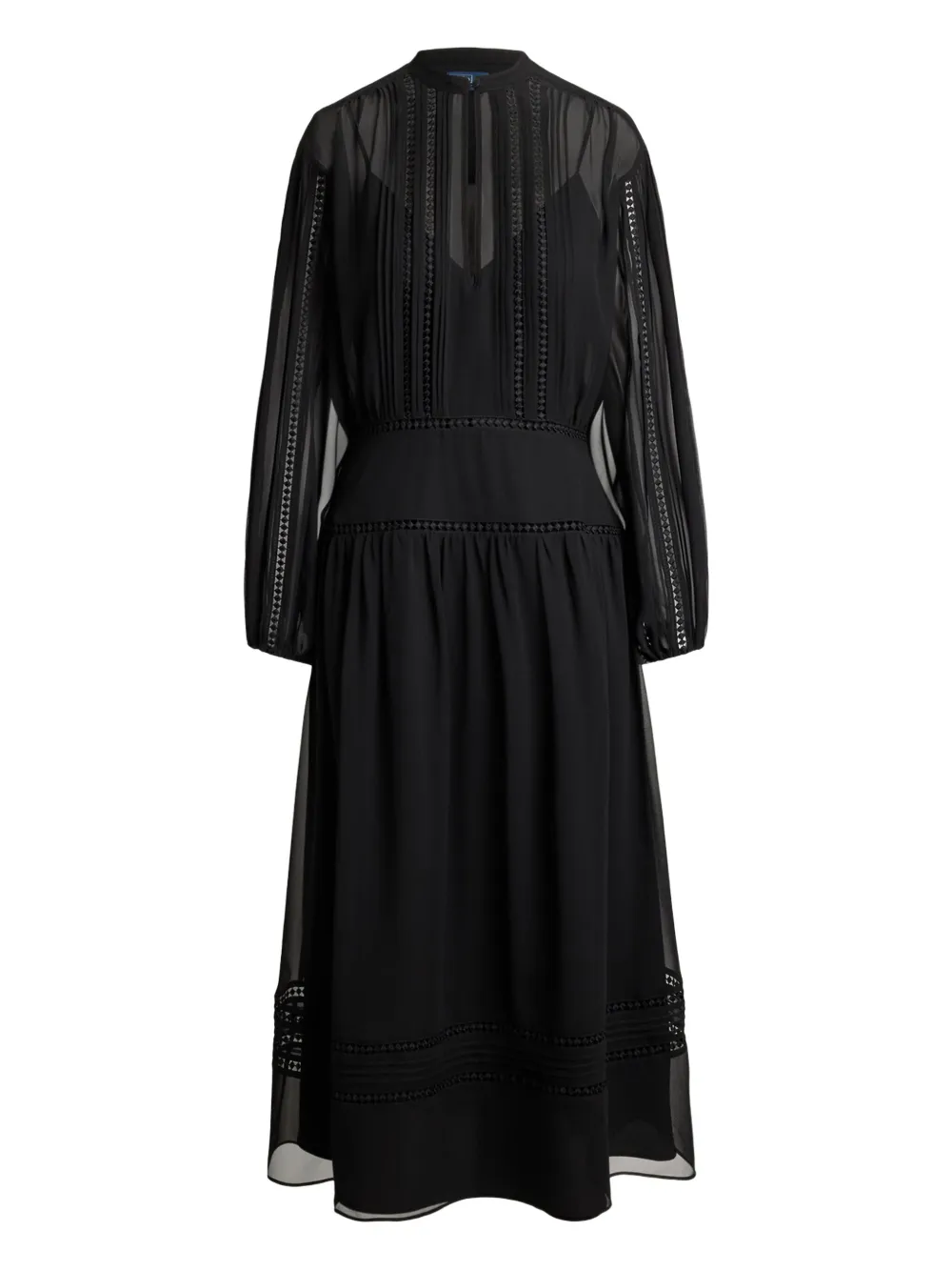 

Плиссированное платье с кружевом POLO RALPH LAUREN, черный